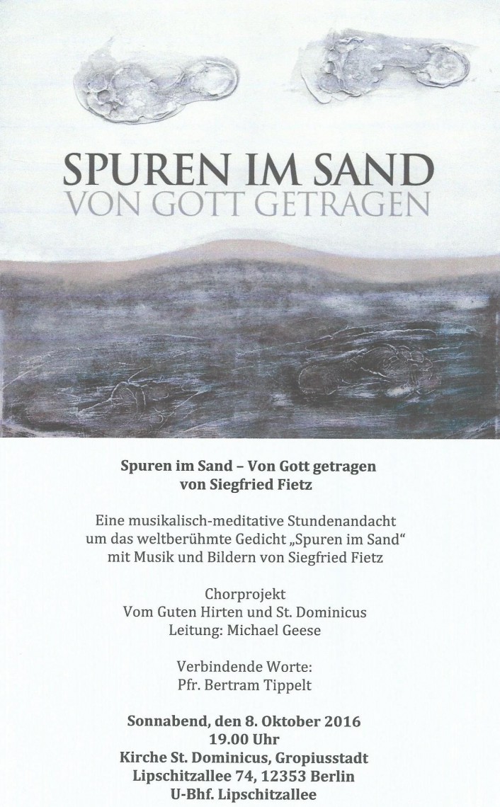 Spuren im Sand. Von Gott getragen – Katholische Kirchengemeinde Pfarrei