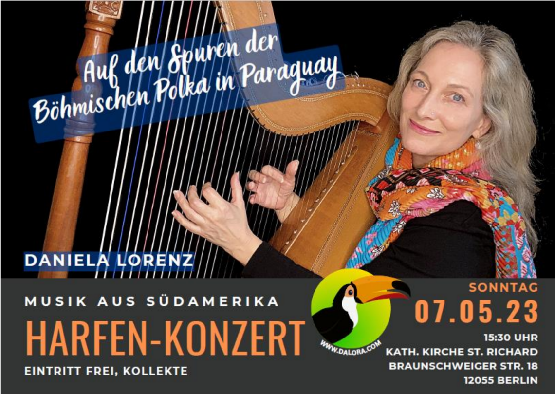 Plakat zum Harfen-Konzert 2023 in St. Richard von Daniela Lorenz