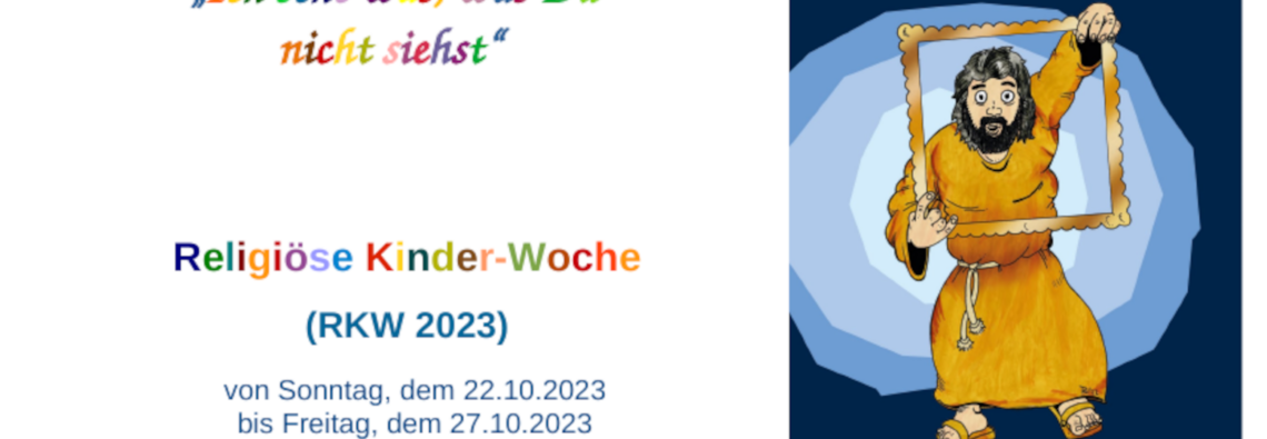 Flyer-Montage Religiöse Kinder-Reise 2023 mit Motto Ich sehe was, was du nicht siehst
