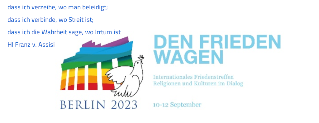 Plakat zum internationalen Friedens-Treffen der Gemeinschaft Sant Egidio 2023 in Berlin
