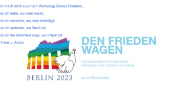 Plakat zum internationalen Friedens-Treffen der Gemeinschaft Sant Egidio 2023 in Berlin