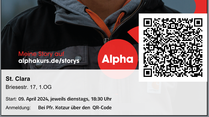 Plakatausschnitt Alphakurs 2024 in Berlin Nord-Neukölln mit QR-Code zur Anmeldung